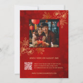 Foto Red Gold Chinese Wedding Einladung (Rückseite)