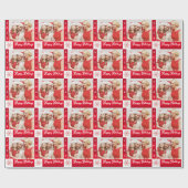 Foto Red Holiday Wrapping Paper Geschenkpapier (Flach)