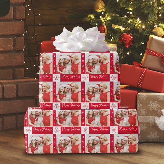Foto Red Holiday Wrapping Paper Geschenkpapier