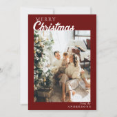 Foto Red Maroon Stilvoll Moderne frohe Weihnachten (Vorderseite)