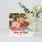Foto Red Merry and Bright Christmas Card Karte (Stehend Vorderseite)