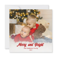 Foto Red Merry and Bright Christmas Card