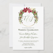 Foto Red Poinsettia Grüne Weihnachtsfeier Einladung (Vorderseite)