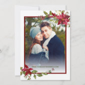 Foto Red Poinsettia Grüne Weihnachtsfeier Einladung (Rückseite)