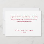 Foto Red Poinsettia Holiday Wedding Dankeskarte (Rückseite)