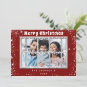 Foto "Red Silver" Weihnachtskarte Einladung (Stehend Vorderseite)