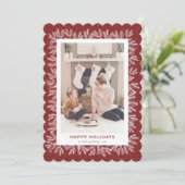 Foto Red Snowy Spruce Cones Feiertagskarte (Stehend Vorderseite)