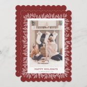 Foto Red Snowy Spruce Cones Feiertagskarte (Vorne/Hinten)