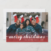 Foto Red White Calligraphy Frohe Weihnachten (Vorderseite)