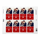 Foto Red White Snowflakes Winter Wedellabel (Vorne)