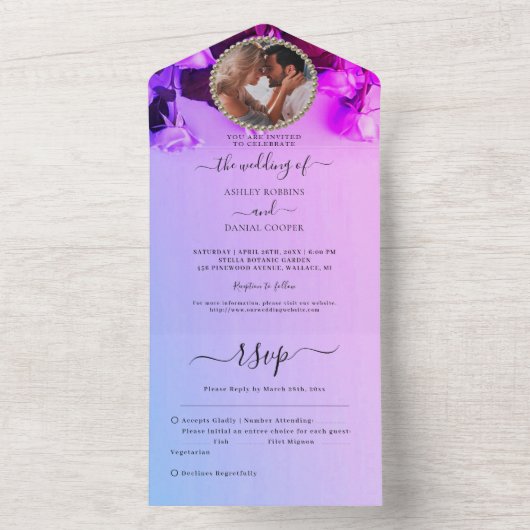 Foto-Regenbogen-Hochzeit alles in einer Einladung (Innen Boden)