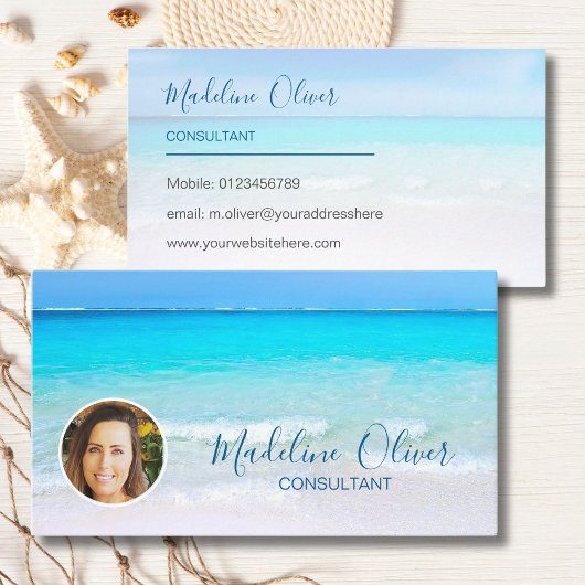 Foto Reisen Beruflich Ocean Beach Blue Visitenkarte