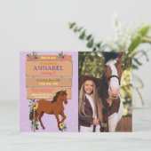 Foto Reiten Party Einladung Pony Lila (Stehend Vorderseite)