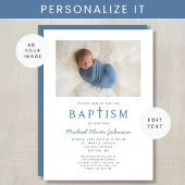 Foto Religious Cross Blue Boy Taufe Einladung