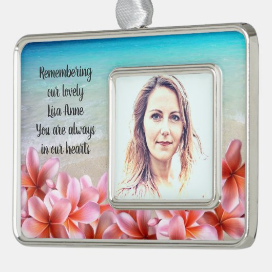 Foto Remembrance Beach Plumeria Tropical Rahmen-Ornament Silber (Links)