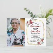 Foto Rente Blume Rote Creme Gold Winter Einladung (Stehend Vorderseite)