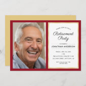 Foto Renten Party | Rot und Gold Einladung (Vorne/Hinten)