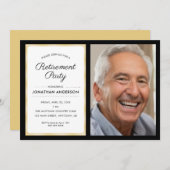 Foto Renten Party | Schwarz und Gold Einladung (Vorne/Hinten)