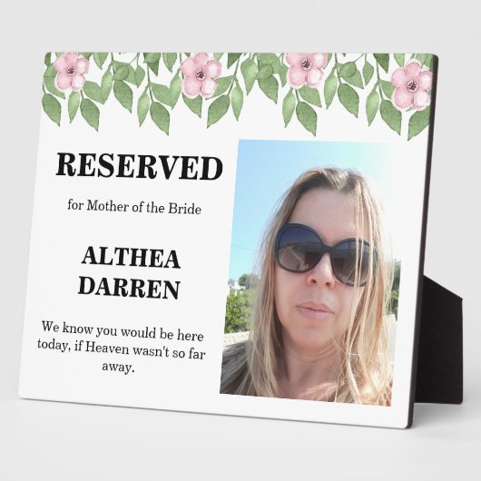 Foto reserviert für das Hochzeitszeichen der Mutte Fotoplatte (Seite)