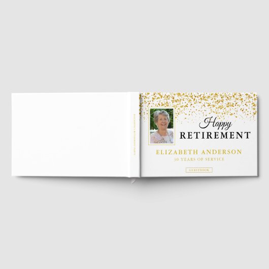 Foto Retirement Party Gäste Blue & Gold Glitzer Gästebuch (Voll)