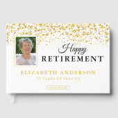 Foto Retirement Party Gäste Blue & Gold Glitzer Gästebuch (Vorderseite)