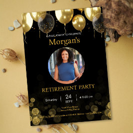 Foto Retirement Party Gold Ballon Save the Date Einladung