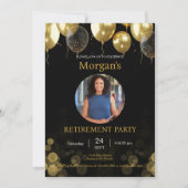 Foto Retirement Party Gold Ballon Save the Date Einladung (Vorderseite)