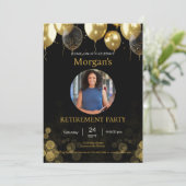 Foto Retirement Party Gold Ballon Save the Date Einladung (Stehend Vorderseite)