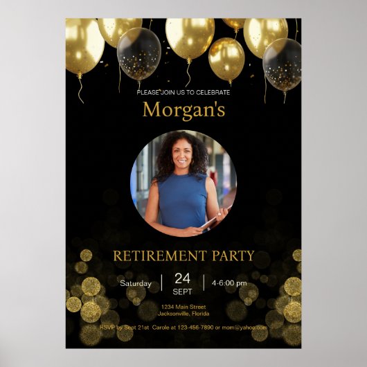Foto Retirement Party Gold Ballon Save the Date Poster (Vorne)