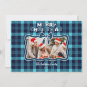 Foto Retro Blue Kariert Whimsical Weihnachten (Vorderseite)