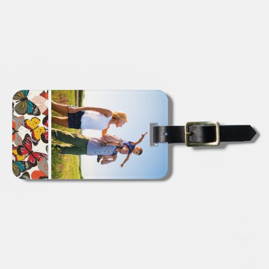 Foto Retro Blumenmuster 7 Gepäckanhänger (Vorderseite horizontal)