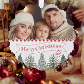 Foto Retro Botanisches Grün Frohe Weihnachten Ornament Karte