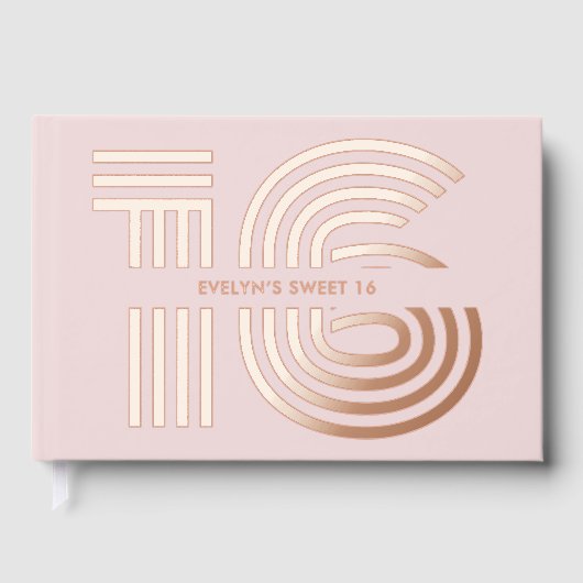 Foto Retro Elegant Blush Sweet 16 Gästebuch (Vorderseite)