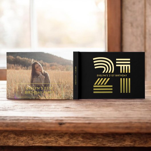 Foto Retro Elegantes Schwarzes Geburtstag Gästebuch