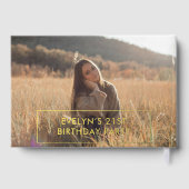 Foto Retro Elegantes Schwarzes Geburtstag Gästebuch (Rückseite)