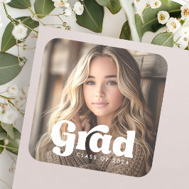 Foto retro grad Klasse des Jahres Abschluss Quadratischer Aufkleber