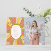 Foto Retro Groovy 70er Jahre Kinderdusche Einladung (Stehend Vorderseite)