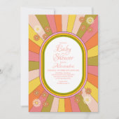 Foto Retro Groovy 70er Jahre Kinderdusche Einladung (Vorderseite)