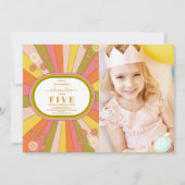 Foto Retro Groovy 70er Jahre Themed Kindergeburtst Einladung (Vorderseite)