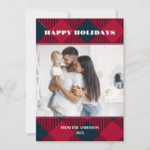 Foto Retro Karierter Grußurlaub Einladung (Vorderseite)