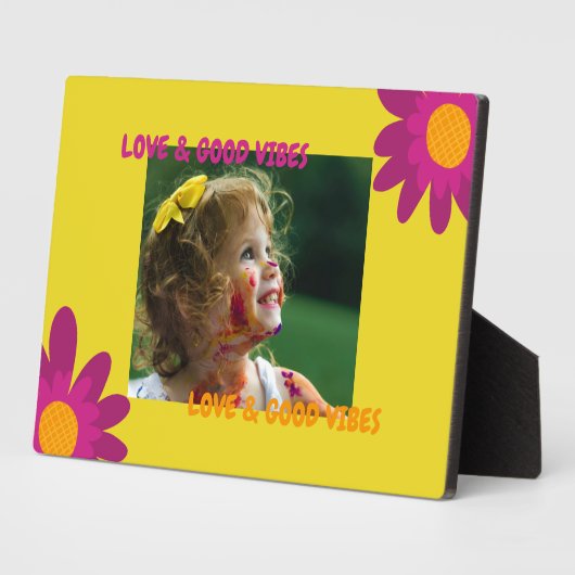 Foto Retro Rosa & Orange Liebe & Good Vibes Fotoplatte (Seite)