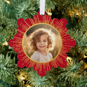 Foto Retro Sonnenbrand Schneeflocke Weihnachten ro Ornament Karte