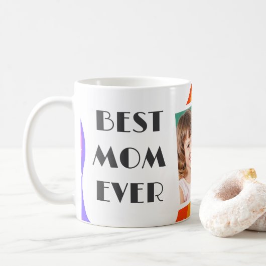 Foto Retro Wellig Pastell Muttertags Kaffeetasse (Mit Donut)
