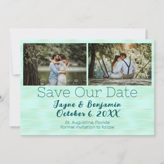 Foto Rettete unser Date Beach Glass Green Save The Date (Vorderseite)