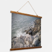 Foto Rocky Ocean Shore Wandteppich Mit Holzrahmen (Gewinkelt)