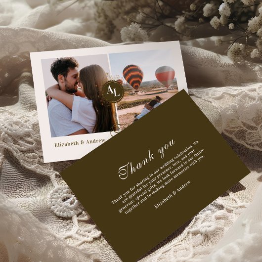 Foto Rokoko Blumenantik Hochzeit Dankeskarte