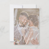 Foto romantische Kalligrafieschrift Hochzeit Dankeskarte (Vorderseite)