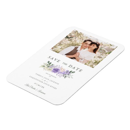 Foto Romantische Lila Shades Rose Wreath Wedding Magnet (Linke Seite)