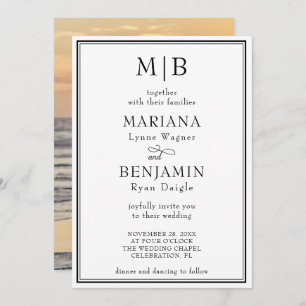 Foto Romantische Moderne klassische Hochzeit Einladung