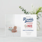 Foto Rookie Baseball Boys 1. Geburtstag Einladung (Stehend Vorderseite)